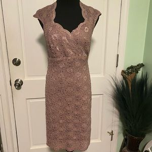 Connected Apparel Low Cut Lined Sequin Dress -Size 6 See photos for dress back